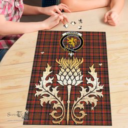Scottish Cumming Hunting Weathered Clan Tartan Puzzle - Thistle Gold Style Scottish Plaid Tartan Plaid