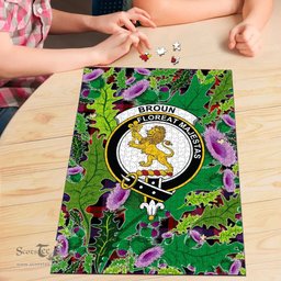 Scottish Broun Modern Clan Tartan Puzzle - Thistle Pattern Style Scottish Plaid Tartan Plaid