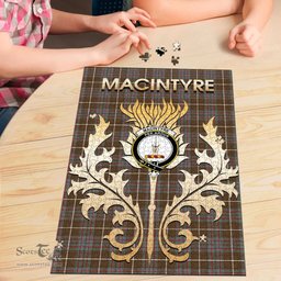 Scottish MacIntyre Hunting Weathered Clan Tartan Puzzle - Thistle Scotland Style Scottish Plaid Tartan Plaid