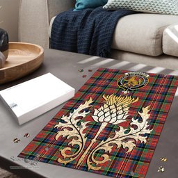 Scottish MacPherson Ancient Clan Tartan Puzzle - Thistle Gold Style Scottish Plaid Tartan Plaid