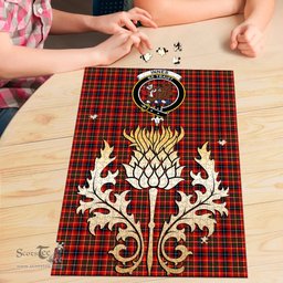 Scottish Innes Modern Clan Tartan Puzzle - Thistle Gold Style Scottish Plaid Tartan Plaid