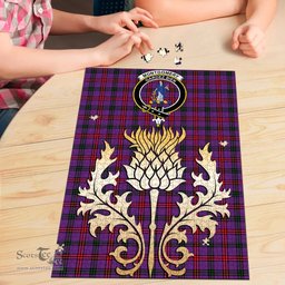 Scottish Montgomery Modern Clan Tartan Puzzle - Thistle Gold Style Scottish Plaid Tartan Plaid