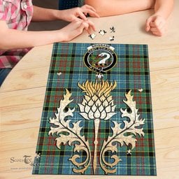 Scottish Brisbane modern Clan Tartan Puzzle - Thistle Gold Style Scottish Plaid Tartan Plaid