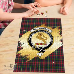 Scottish MacKintosh Hunting Modern Clan Tartan Puzzle - Gold Style Scottish Plaid Tartan Plaid
