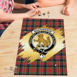 Scottish MacPherson Ancient Clan Tartan Puzzle - Gold Style Scottish Plaid Tartan Plaid