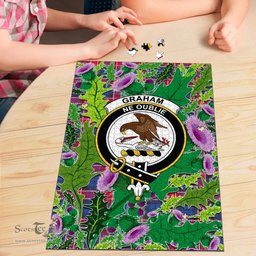 Scottish Graham of Menteith Red Clan Tartan Puzzle - Thistle Pattern Style Scottish Plaid Tartan Plaid