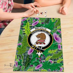 Scottish Melville Clan Tartan Puzzle - Thistle Pattern Style Scottish Plaid Tartan Plaid