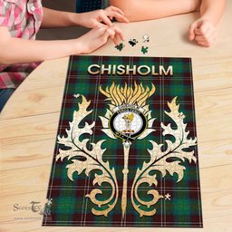 Scottish Chisholm Hunting Ancient Clan Tartan Puzzle - Thistle Scotland Style Scottish Plaid Tartan Plaid