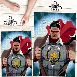 Scottish Campbell of Cawdor Modern Clan Tartan Puzzle - Supper Hero Style Scottish Plaid Tartan Plaid