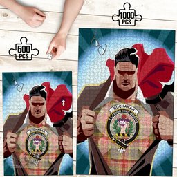 Scottish Buchanan Old Set Weathered Clan Tartan Puzzle - Supper Hero Style Scottish Plaid Tartan Plaid