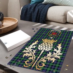Scottish Farquharson Ancient Clan Tartan Puzzle - Thistle Gold Style Scottish Plaid Tartan Plaid