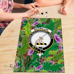 Scottish MacMillan Old Weathered Clan Tartan Puzzle - Thistle Pattern Style Scottish Plaid Tartan Plaid