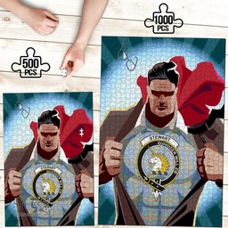 Scottish Stewart of Appin Hunting Ancient Clan Tartan Puzzle - Supper Hero Style Scottish Plaid Tartan Plaid
