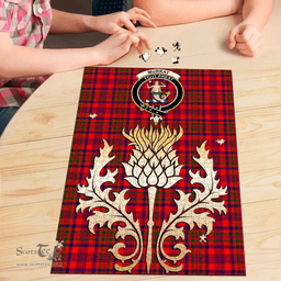 Scottish Murray of Tulloch Modern Clan Tartan Puzzle - Thistle Gold Style Scottish Plaid Tartan Plaid