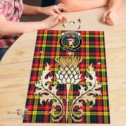 Scottish Buchanan Modern Clan Tartan Puzzle - Thistle Gold Style Scottish Plaid Tartan Plaid