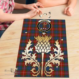Scottish Fraser Ancient Clan Tartan Puzzle - Thistle Gold Style Scottish Plaid Tartan Plaid