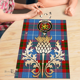 Scottish Newton Clan Tartan Puzzle - Thistle Gold Style Scottish Plaid Tartan Plaid