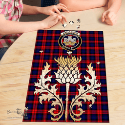 Scottish MacLachlan Modern Clan Tartan Puzzle - Thistle Gold Style Scottish Plaid Tartan Plaid