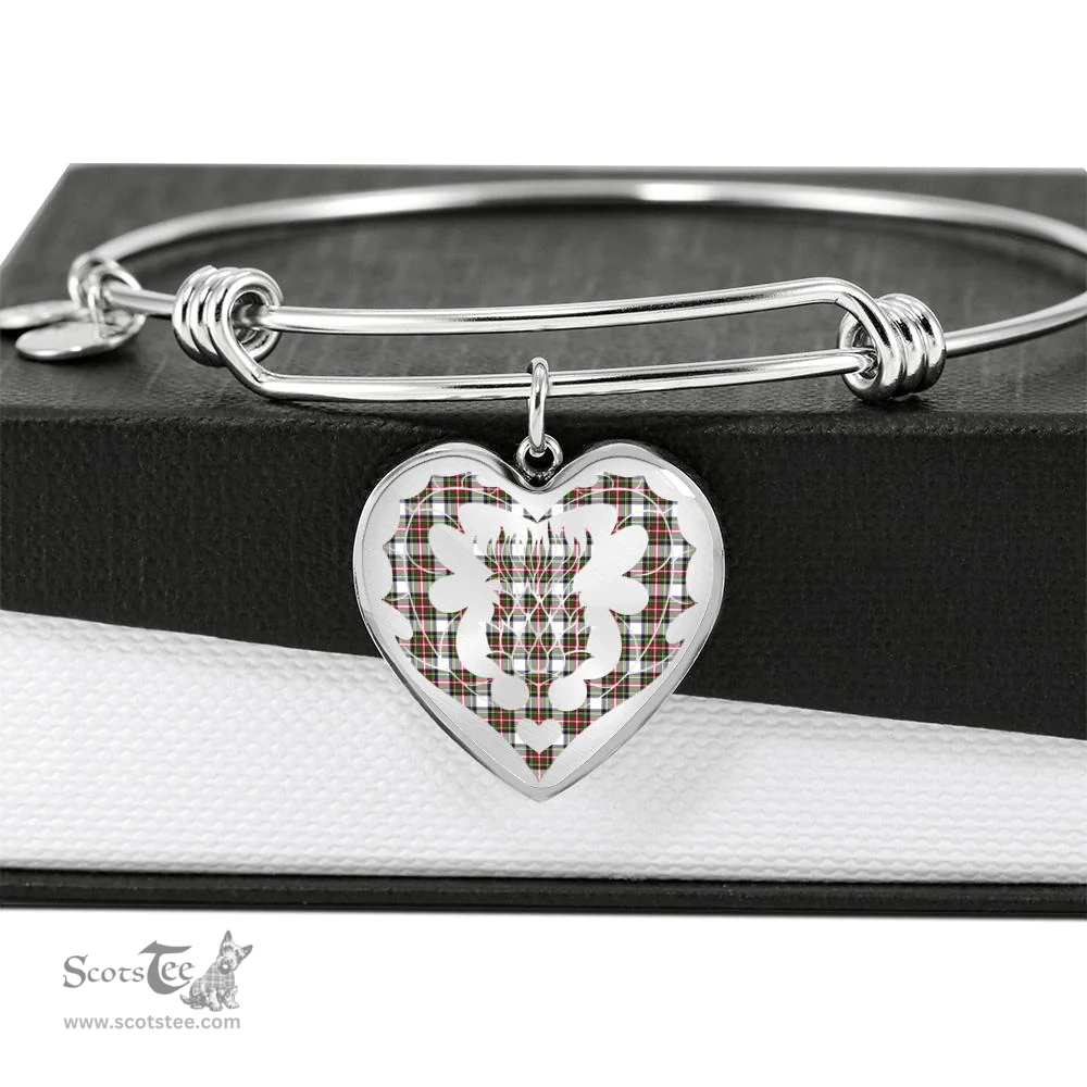 Scottish Stewart Dress Modern Clan Tartan Bangle - Thistle Heart Shape Scottish Plaid Tartan Plaid