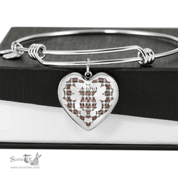 Scottish Stewart Dress Modern Clan Tartan Bangle - Thistle Heart Shape Scottish Plaid Tartan Plaid