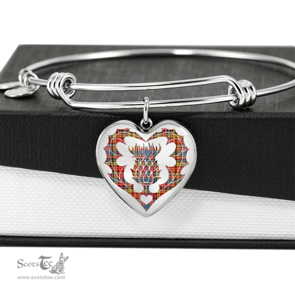 Scottish Ogilvie of Airlie Ancient Clan Tartan Bangle - Thistle Heart Shape Scottish Plaid Tartan Plaid