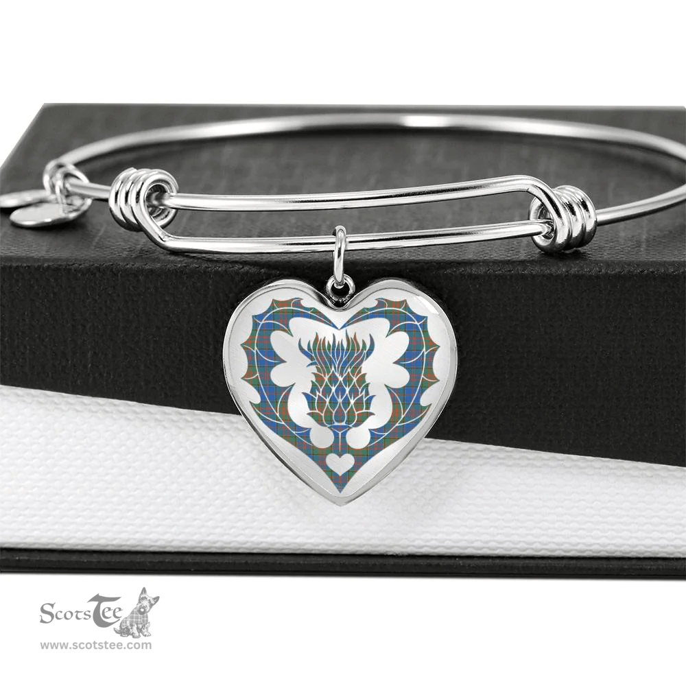 Scottish Stewart of Appin Hunting Ancient Clan Tartan Bangle - Thistle Heart Shape Scottish Plaid Tartan Plaid