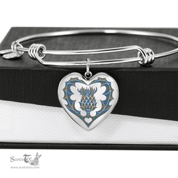 Scottish Stewart of Appin Hunting Ancient Clan Tartan Bangle - Thistle Heart Shape Scottish Plaid Tartan Plaid