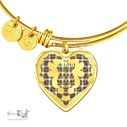 Scottish Stewart Dress Modern Clan Tartan Bangle - Thistle Heart Shape Scottish Plaid Tartan Plaid