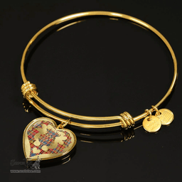 Scottish Ogilvie of Airlie Ancient Clan Tartan Bangle - Thistle Heart Shape Scottish Plaid Tartan Plaid