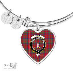 Scottish Shaw of Tordarroch Clan Tartan Bangle - Crest Heart Bangle Scottish Plaid Tartan Plaid