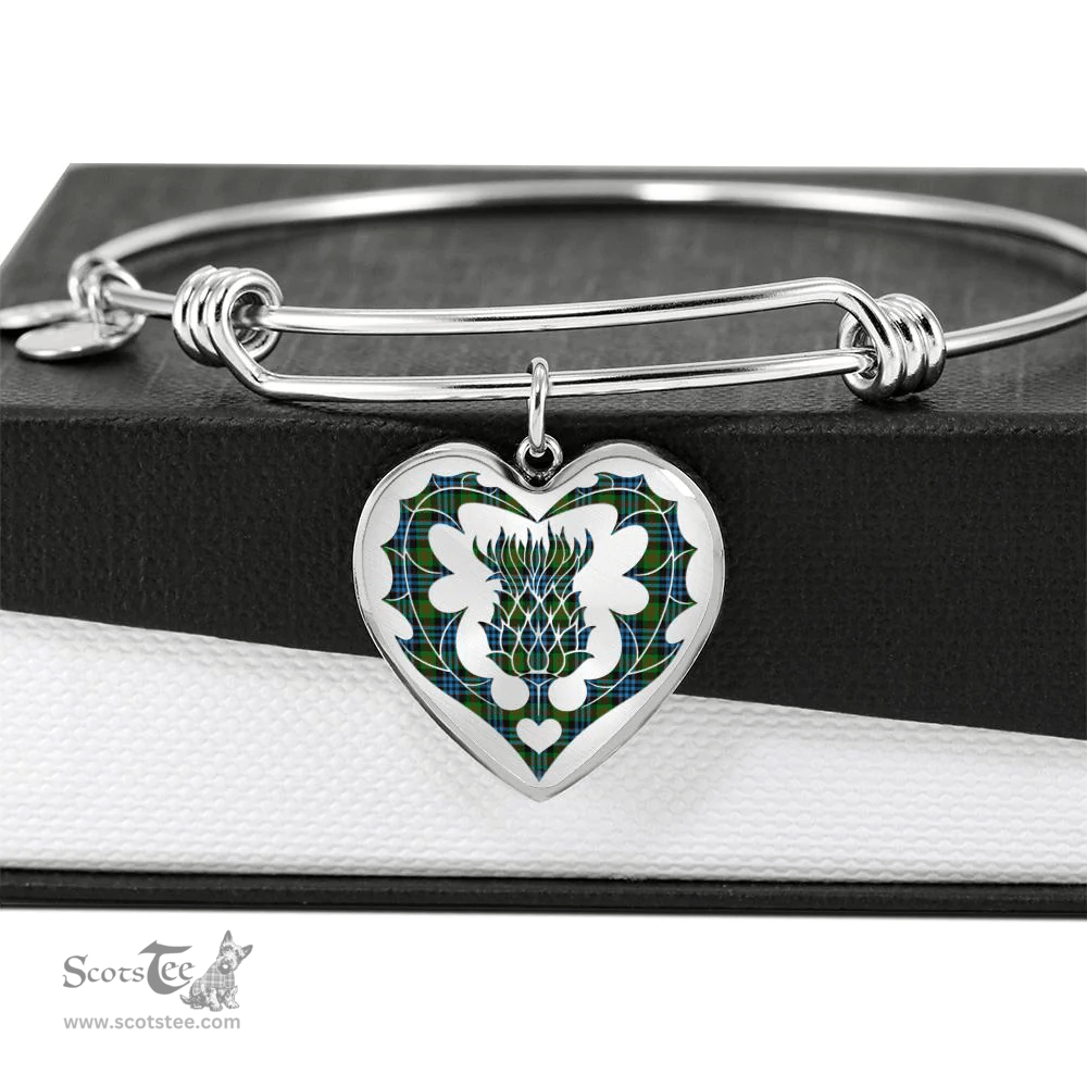 Scottish Newlands of Lauriston Clan Tartan Bangle - Thistle Heart Shape Scottish Plaid Tartan Plaid
