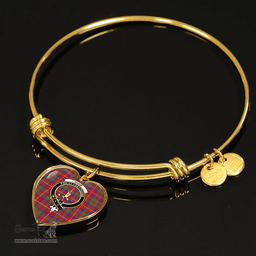 Scottish Shaw of Tordarroch Clan Tartan Bangle - Crest Heart Bangle Scottish Plaid Tartan Plaid