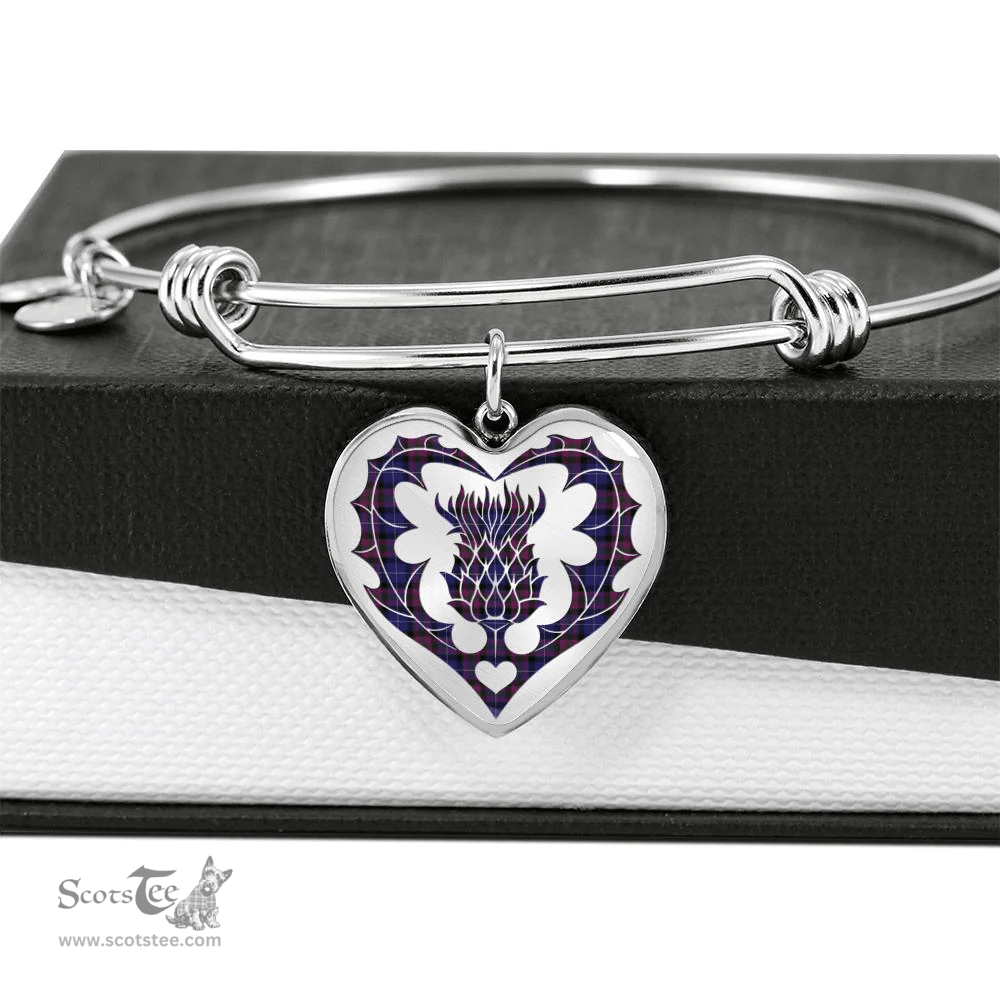 Scottish Pride of Scotland Clan Tartan Bangle - Thistle Heart Shape Scottish Plaid Tartan Plaid