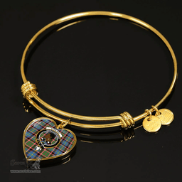Scottish Stirling (of Keir) Clan Tartan Bangle - Crest Heart Bangle Scottish Plaid Tartan Plaid