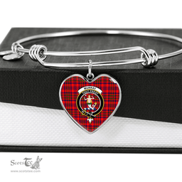 Scottish Murray (of Dysart)  Clan Tartan Bangle - Crest Heart Bangle Scottish Plaid Tartan Plaid