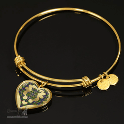 Scottish Stewart of Appin Hunting Modern Clan Tartan Bangle - Thistle Heart Shape Scottish Plaid Tartan Plaid