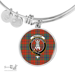 Scottish MacLean of Duart Ancient Clan Tartan Bangle - Crest Circle Bangle Scottish Plaid Tartan Plaid