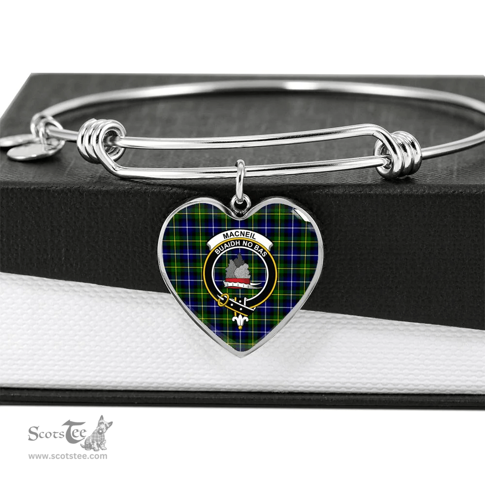 Scottish MacNeil of Barra Clan Tartan Bangle - Crest Heart Bangle Scottish Plaid Tartan Plaid