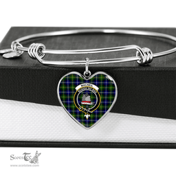 Scottish MacNeil of Barra Clan Tartan Bangle - Crest Heart Bangle Scottish Plaid Tartan Plaid