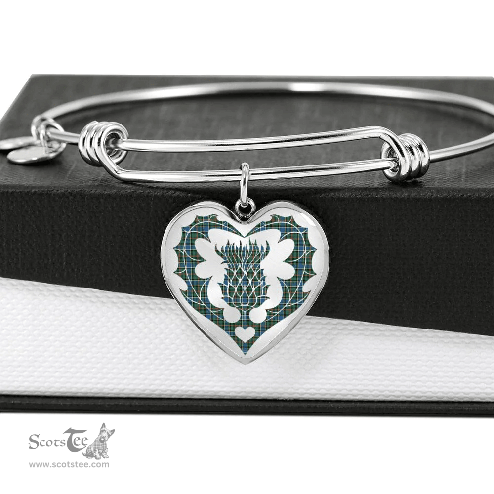 Scottish Ogilvie Hunting Ancient Clan Tartan Bangle - Thistle Heart Shape Scottish Plaid Tartan Plaid