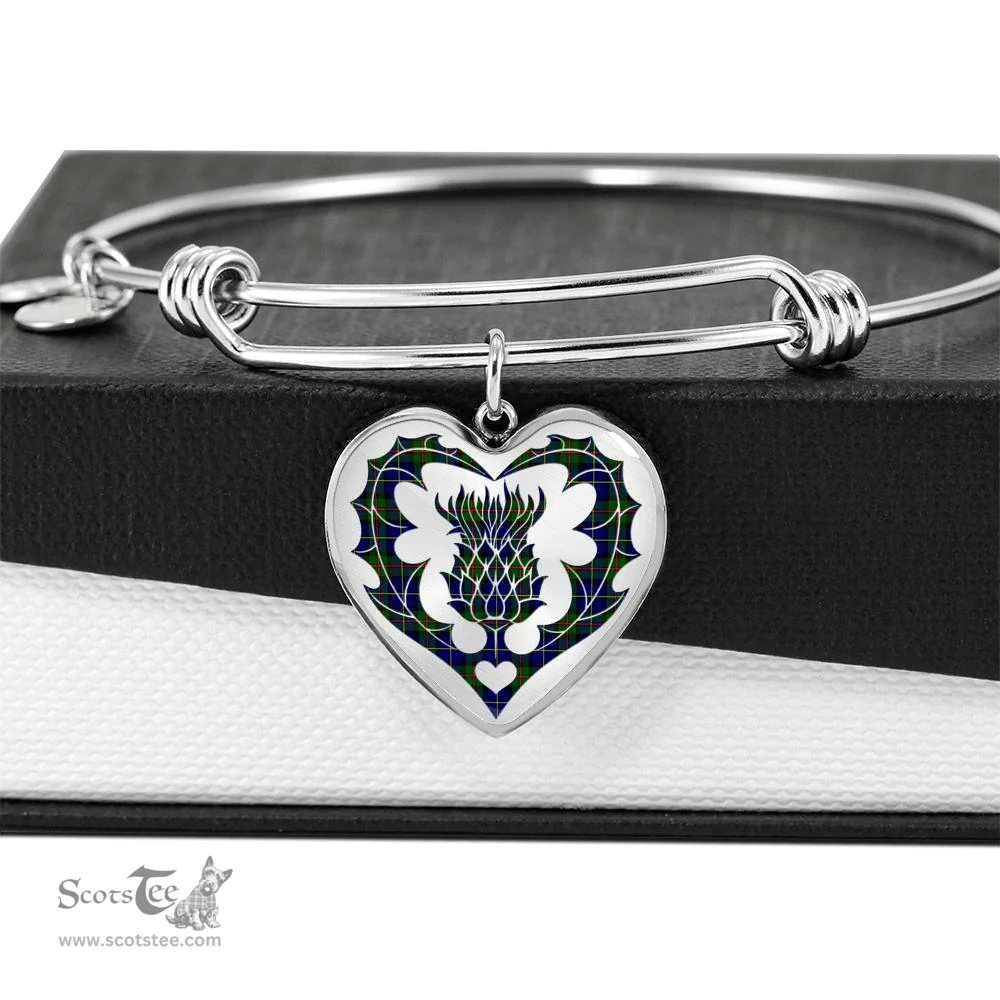 Scottish MacLeod of Harris Modern Clan Tartan Bangle - Thistle Heart Shape Scottish Plaid Tartan Plaid