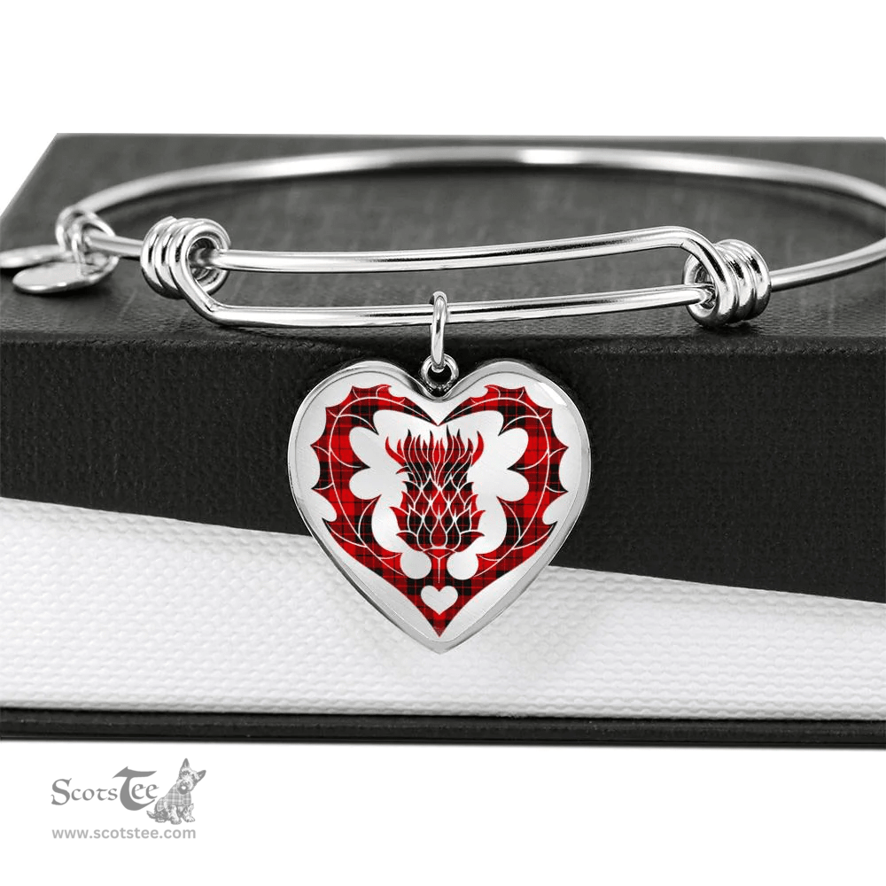 Scottish MacLeod of Raasay Clan Tartan Bangle - Thistle Heart Shape Scottish Plaid Tartan Plaid