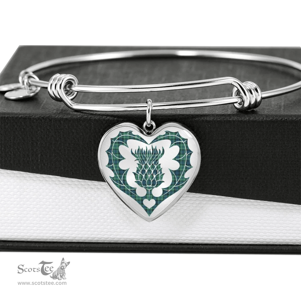 Scottish MacNeill of Colonsay Ancient Clan Tartan Bangle - Thistle Heart Shape Scottish Plaid Tartan Plaid