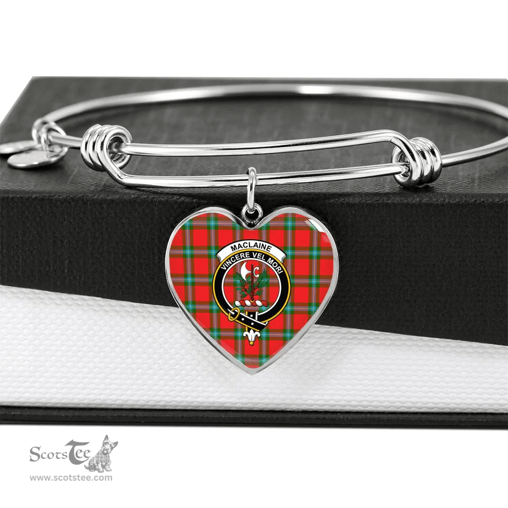 Scottish MacLaine of Loch Buie Clan Tartan Bangle - Crest Heart Bangle Scottish Plaid Tartan Plaid