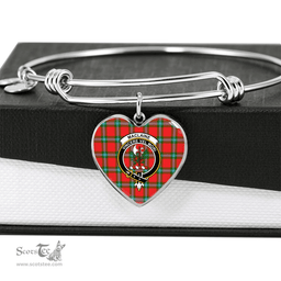 Scottish MacLaine of Loch Buie Clan Tartan Bangle - Crest Heart Bangle Scottish Plaid Tartan Plaid