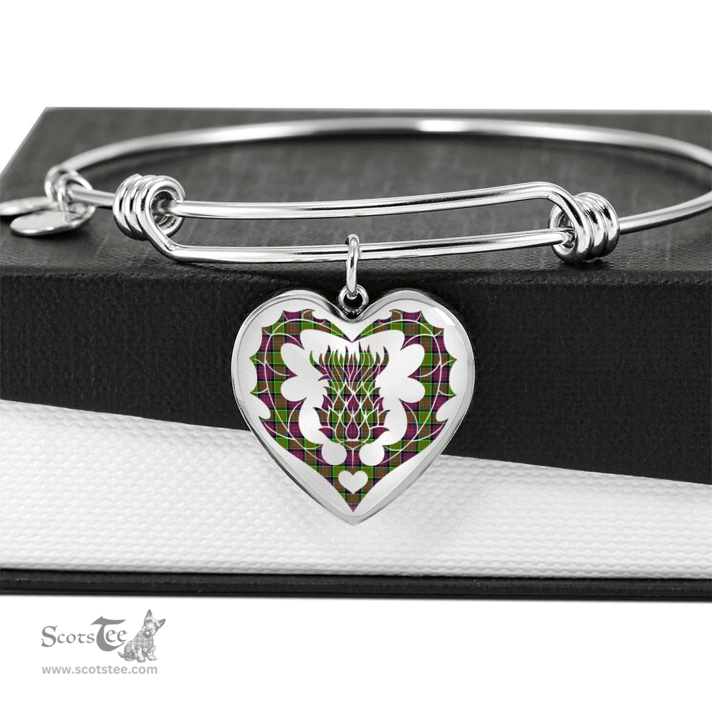Scottish MacDonald of Clanranald Clan Tartan Bangle - Thistle Heart Shape Scottish Plaid Tartan Plaid