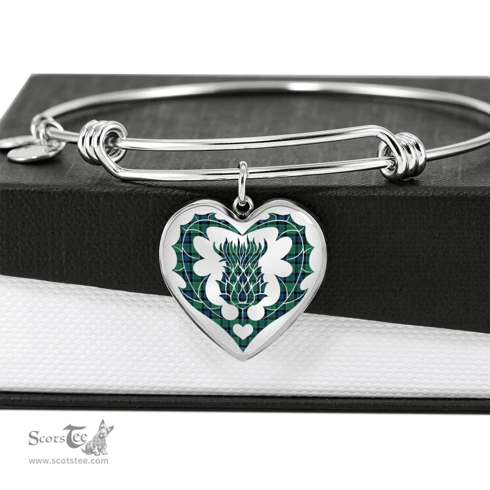 Scottish Graham of Menteith Ancient Clan Tartan Bangle - Thistle Heart Shape Scottish Plaid Tartan Plaid