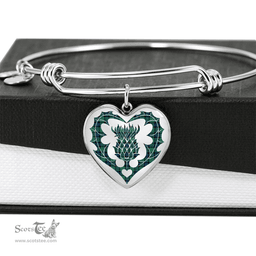 Scottish Graham of Menteith Ancient Clan Tartan Bangle - Thistle Heart Shape Scottish Plaid Tartan Plaid