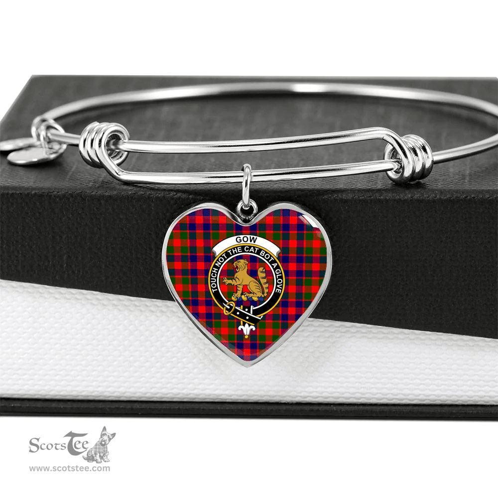 Scottish Gow of McGouan Clan Tartan Bangle - Crest Heart Bangle Scottish Plaid Tartan Plaid