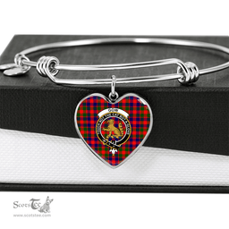 Scottish Gow of McGouan Clan Tartan Bangle - Crest Heart Bangle Scottish Plaid Tartan Plaid